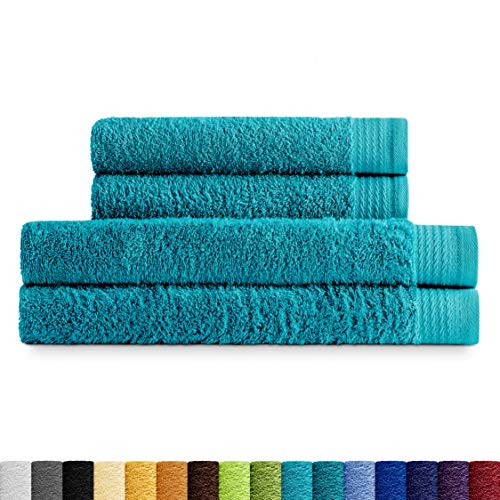 Eiffel Textile Handtuchset Qualität Frottee 600 g, 100% ägyptische Baumwolle, Ozean, 2 Lavabo 2 Ducha von Eiffel Textile