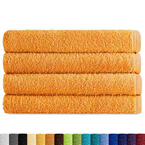 Eiffel Textile Handtücher, Frottee-Qualität, 400 g, ägyptische Baumwolle, 100% Safran, Dusche, 70 x 140 cm, 4 Stück von Eiffel Textile