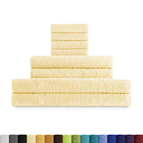 Eiffel Textile Juego de Toallas Qualität Frottee, 400 g, 100% ägyptische Baumwolle, Natur, 2X Baño 2X Lavabo 4X Tocador von Eiffel Textile