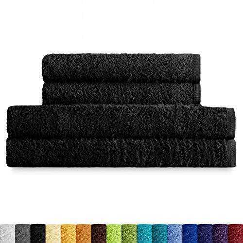 Eiffel Textile Juegos de toallas Qualität Frottee, 400 g, 100% ägyptische Baumwolle, Schwarz, 2 Lavabo 2 Sabana von Eiffel Textile