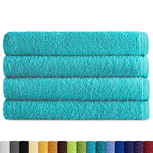 Eiffel Textile Handtücher, Frottee-Qualität, 400 g, ägyptische Baumwolle, 100% Aquamarin, Dusche 70 x 140 cm, 4 Stück von Eiffel Textile