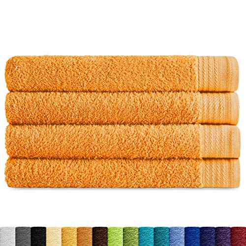 Eiffel Textile Frottee-Handtücher, 600 g, 100% ägyptische Baumwolle, Safran, Waschbecken 50 x 100 cm, 4 Stück von Eiffel Textile