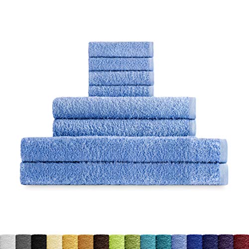 Eiffel Textile Handtücher-Set, Frottee, 400 g, ägyptische Baumwolle, 100% Lavendel, 2 x Badezimmer, 4 x Waschbecken, 8 Stück von Eiffel Textile