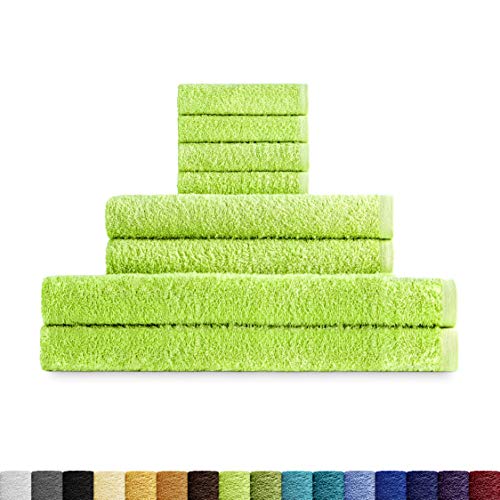Eiffel Textile Handtuch-Set aus Frottee, 400 g, 100% ägyptische Baumwolle, Limette, Schminktisch, Waschbecken und Bettwäsche, 8 Stück von Eiffel Textile