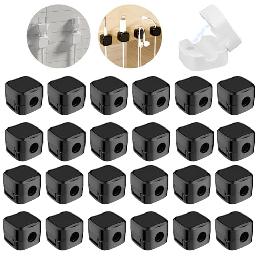 Eiflayn Kabelhalte,24 Stück Kabelhalter Magnetisch,Ladekabel Organizer,Kabelhalter Selbstklebend,Cable Organizer,für Büro,Arbeitszimmer,Küche,Netzkabel,USB,HDMI (24 Schwarz) von Eiflayn