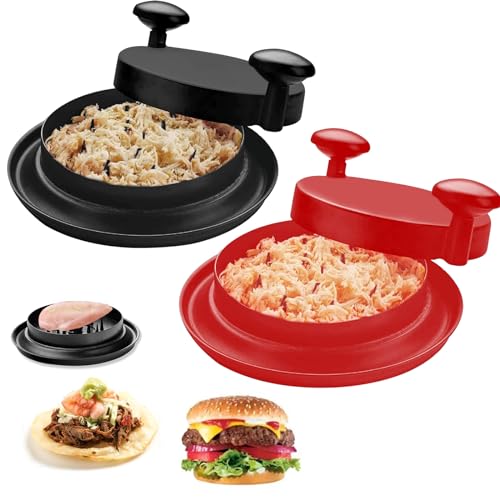 HäHnchen Shredder, Eiflayn 2 StüCk Zerkleinerer, Fleischzerkleinerer Mit Griffen Und Rutschfestem Boden, Shred Machine FüR Pulled Pork Chicken Beef Food(Rot, Schwarz) von Eiflayn