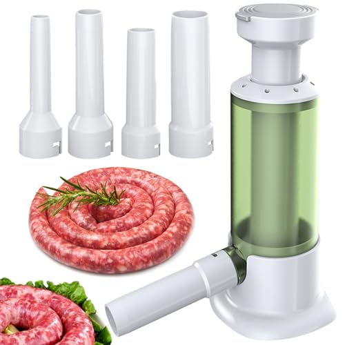 WurstfüLlwerkzeug, Eiflayn WurstfüLler Manuell, WurstfüLlmaschine Inkl. 4 FüLlrohre, Sausage Stuffer, WurstfüLler FüR Den Haushalt, Geeignet FüR Hausgemachte WüRstchen, KüChenutensilien（Grünlich-Weiß） von Eiflayn