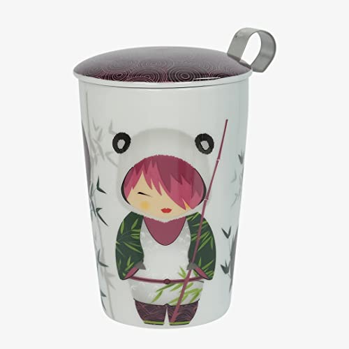 Eigenart Teaeve Little Animals Panda doppelwandiger Becher aus Porzellan mit Deckel und Edelstahlsieb, BPA frei, 350ml, 80056 von Eigenart
