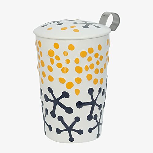 Eigenart Teaeve Potato Print doppelwandiger Becher aus Porzellan mit Deckel und Edelstahlsieb, BPA frei, 350ml, 80054 von Eigenart