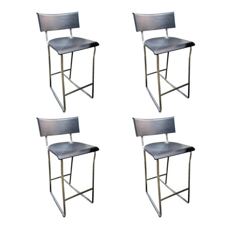 Arclinea 4er-Set Barhocker Olimpia Sitz Eiche Grau von Eigene Herstellung
