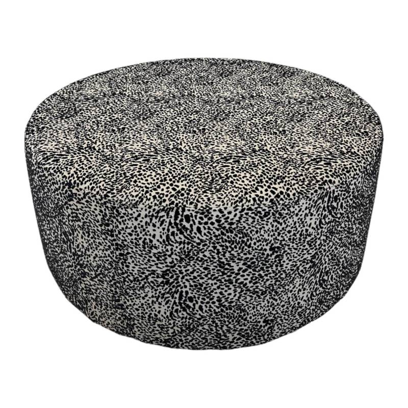 Pouf Hocker Stoff Leo Grau Schwarz von Eigene Herstellung