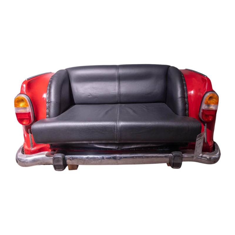 Sofa 21689 Vintage Autoform Ambassador mit Scheinwerfern Leder/Metall schwarz-ro... von Eigene Herstellung