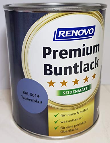 0,75 Liter RENOVO Premium Buntlack seidenmatt, RAL 5014 Taubenblau von Eigenmarke