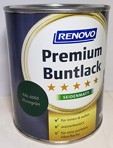 0,75 Liter RENOVO Premium Buntlack seidenmatt, RAL 6005 Moosgruen von Eigenmarke