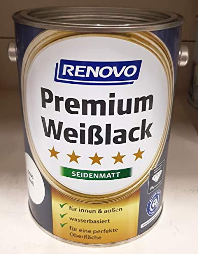 0,75 Liter RENOVO Premium Weisslack seidenmatt Weiss von Eigenmarke