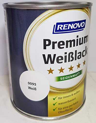 0.75 Liter RENOVO Premium Buntlack seidenmatt, RAL 0095 Weiss von Eigenmarke