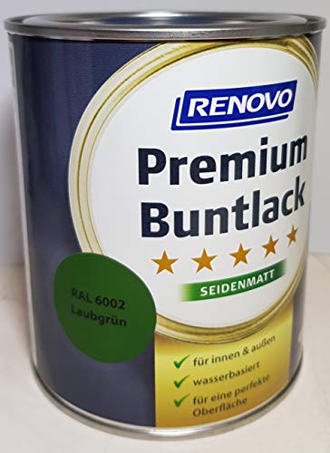0.75 Liter RENOVO Premium Buntlack seidenmatt, RAL 6002 Laubgruen von Eigenmarke
