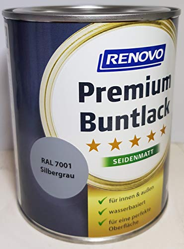 0.75 Liter RENOVO Premium Buntlack seidenmatt, RAL 7001 Silbergrau von Eigenmarke