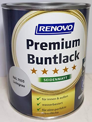 0.75 Liter RENOVO Premium Buntlack seidenmatt, RAL 7035 Lichtgrau von Eigenmarke