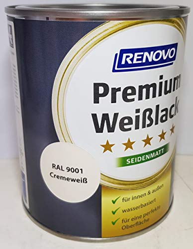 0.75 Liter RENOVO Premium Buntlack seidenmatt, RAL 9001 Cremeweiss von Eigenmarke