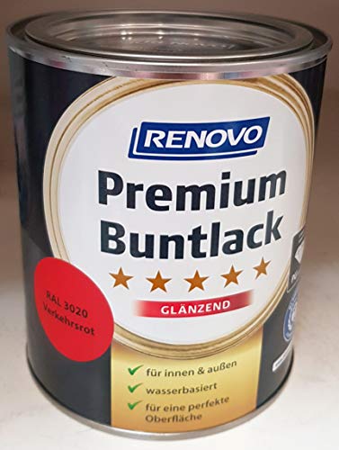 125 ml RENOVO Premium Buntlack glaenzend, 3020 verkehrsrot von Eigenmarke
