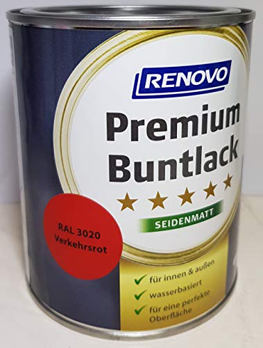 375 ml RENOVO Premium Buntlack seidenmatt, RAL 3020 Verkehrsrot von Eigenmarke