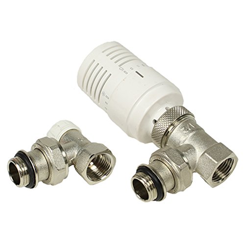 Anschlussset 1/2'' IG/AG winkelform für Heizkörper, inkl. Ventileinsatz, Thermostatkopf und Rücklaufverschraubung von Eigenmarke