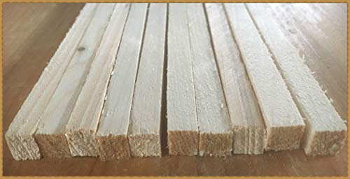 Eigenmarke 10 Stück Stapelleisten Bastelholz Vierkantleisten Holzleisten Abdeckleisten (ca. 10x10 mm, Naturholz) von Eigenmarke