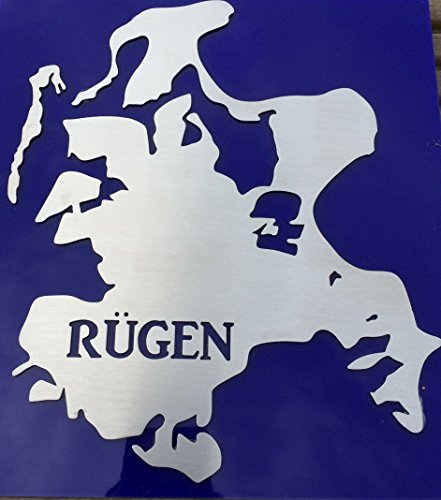 Eigenmarke RÜGEN Insel Silhouette Edelstahl auf Acrylplatte (blau) von Eigenmarke