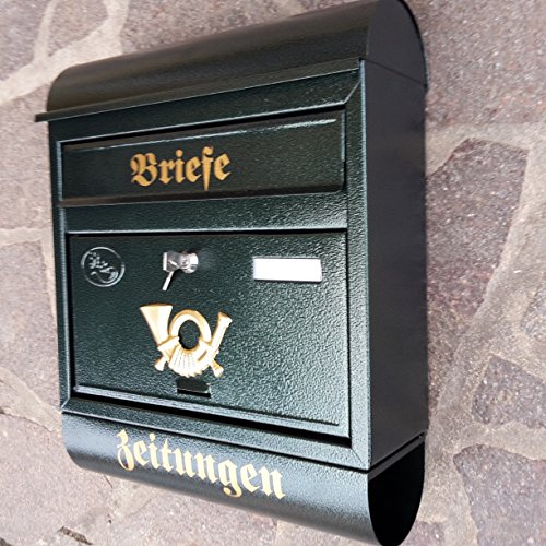 Großer Briefkasten/Postkasten XXL Grün mit Zeitungsrolle Runddach von Eigenmarke