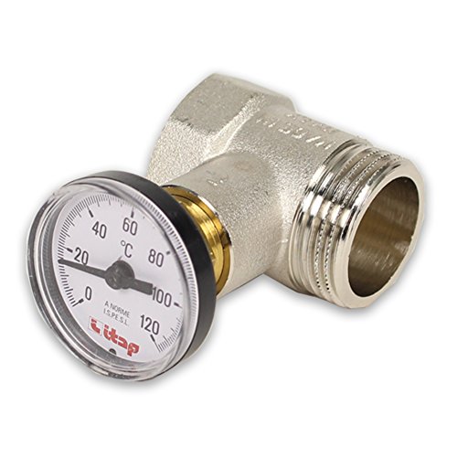 Heizungs- Thermometeranschluss mit Thermometer 1'' IG - 1'' AG, 0°C - 120°C von Eigenmarke