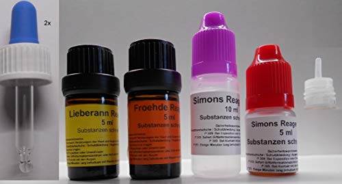 Schnelltest Set 3 teilig für Drogen und Substanzen mit Farbskala - bestehend aus : Froehde, Liebermann und Simon´s Reagenz Schnelltest Set 3 teilig für Drogen und Substanzen mit Farbskala - bestehend aus : Froehde, Liebermann und Simon´s Reagenz von Eigenmarke