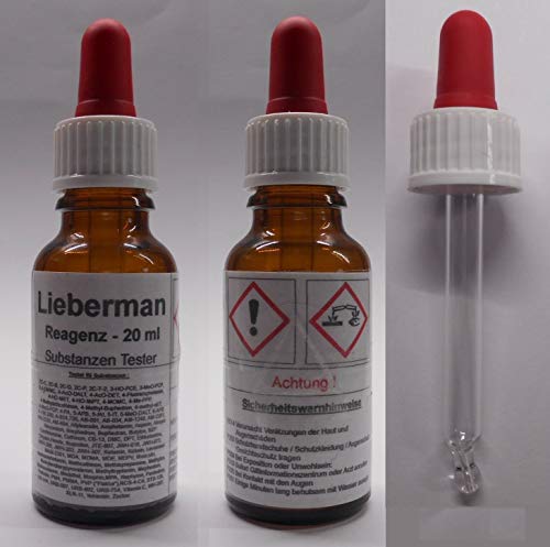 Schnelltest für Drogen und Substanzen Tester mit Farbskala - Liebermann Reagenz 20 ml - Testet 93 Substanzen und Drogen - für ca.100 Anwendungen von Eigenmarke