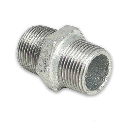 Temperguss Gewindefittings Doppelnippel mit Rechts- und Linksgewinde (AG - AG) 1'' DVGW zertifiziert von Eigenmarke