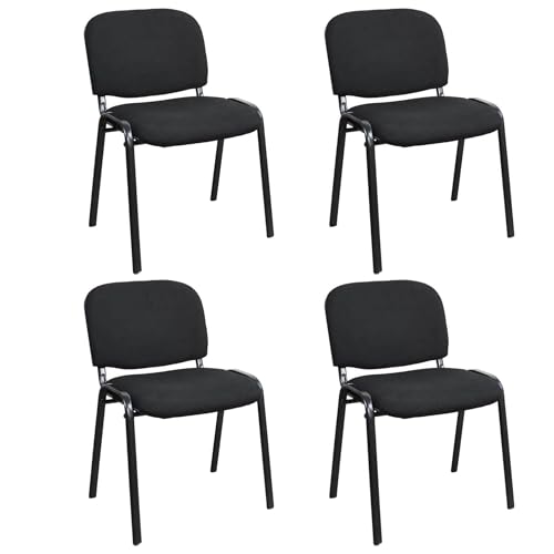 Eigentlich Besucherstuhl stapelbar 4er-Set, Besprechungsstuhl Stoff Polster schwarz, Gästesuhl stapelbar, Stuhl Sitzhöhe 44 cm x Sitztiefe 42 cm x Sitzbreite 47 cm, Stapelstuhl für Besprechungsraum von Eigentlich