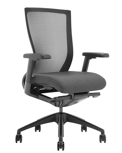 Eigentlich Schreibtischstuhl Netzrücken, Bürostuhl mit Multi Synchro zur Unterstützung der Wirbelsäule, ergonomischer Drehstuhl schwarz mit 3D-Armlehnen für Büro- oder Home-Office von Eigentlich