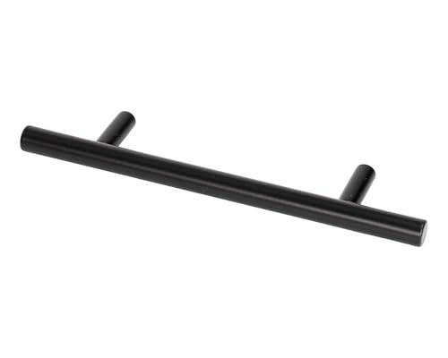Eigentlich Stangengriff Metall T-Förmig, Möbelgriff in Schwarz oder Edelstahl gebürstet, Schrankgriff Bohrlochabstände wählbar, Türgriff (Schwarz, Bohrlochabstand/Länge 128x188 mm) von Eigentlich