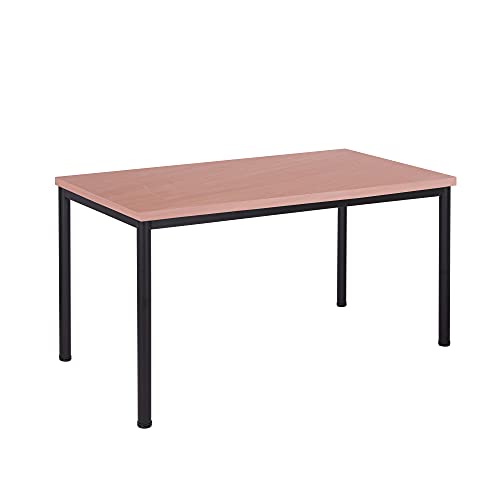 Schreibtisch u. Besprechungstisch mit schwarzem Tischgestell | Konferenztisch Bürotisch Computertisch Mehrzwecktisch Arbeitstisch PC-Tisch Homeoffice-Tisch (buche, 80 x 80 x 77,5 cm) von Eigentlich