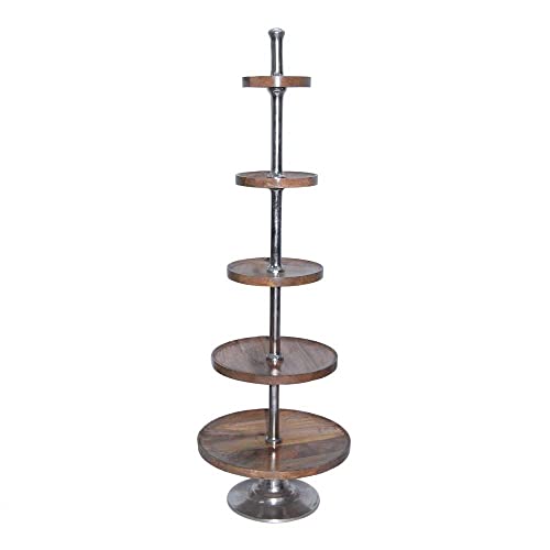 goodsforbusiness Etagere 3 Tabletts H60cm oder 5 H150cm, Pyramidenständer Teller Akazienholz, Etagenständer, Servierständer, Dessertständer (5 Etagen - 150 cm) von Eigentlich