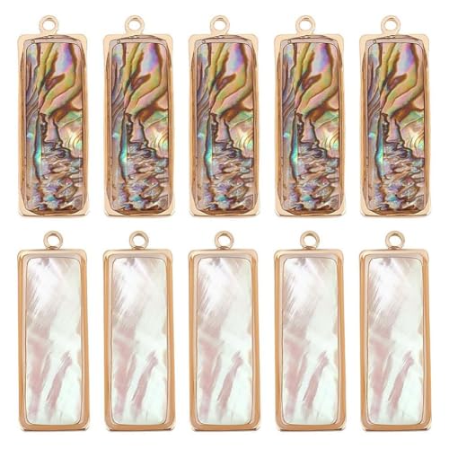Eighosee 10 Stück 2 Farben Abalone-Muschelanhänger, Natürliche Muschelanhänger, Rechteckige Muschelanhänger, Baumelnde Charms Eighosee 10 Stück 2 Farben Abalone-Muschelanhänger, Natürliche Muschelanhänger, Rechteckige Muschelanhänger, Baumelnde Charms von Eighosee