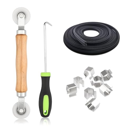 Eighosee 11-Teiliges Sieb-Reparaturset, Sieb-Roller-Werkzeug mit Lager, 65 Fuß Sieb-Spline, 8 Sieb-Clips und Spline-Entfernungshaken von Eighosee