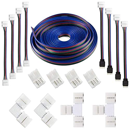 Eighosee 16,4 Fuß (5 M) 4-Poliges Rgb Led Streifen Verlängerungs Kabel, Led Streifen Anschluss Kits für 5050 Flexible Rgb Led Streifen Leuchte von Eighosee