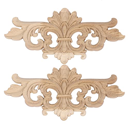 Eighosee 2 StüCk Vintage Geschnitzte Abziehbild Ecke Onlay Applique Rahmen für Wohnen MöBel Wandschrank TüR 22X10Cm von Eighosee
