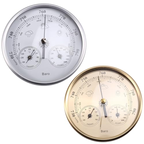 Eighosee 2 Stück Schreitenbewölkte Barometer mit Thermometer Hygrometer Wetterstation für Wettervorhersage-Instrument von Eighosee