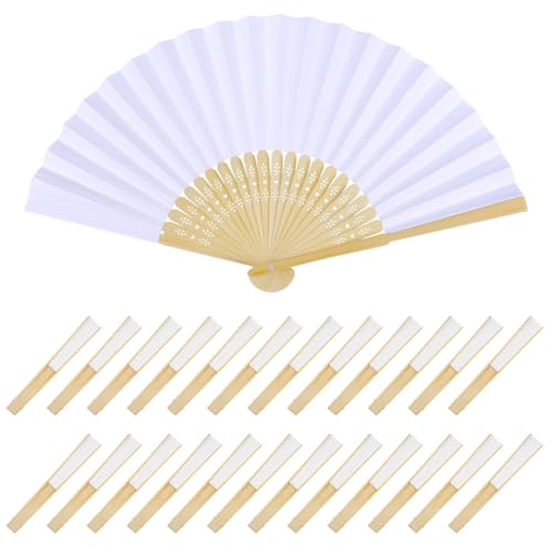 Eighosee 24PCS White Paper Handheld Folding Fans für Hochzeitsfeier und Babypartyfeierlichkeiten von Eighosee