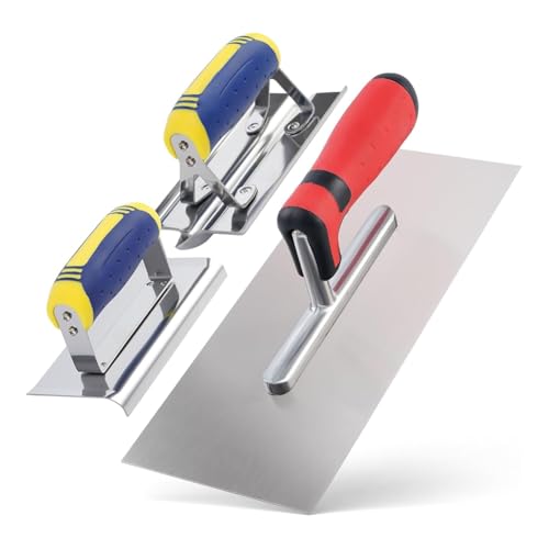 Eighosee 3er-Pack Betonwerkzeug-Set Aus Edelstahl, Flache Glättekelle, Betonkantenschneider und Rillenhobel mit Weichem Eighosee 3er-Pack Betonwerkzeug-Set Aus Edelstahl, Flache Glättekelle, Betonkantenschneider und Rillenhobel mit Weichem von Eighosee