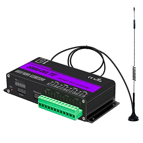 Eighosee Schwarzer Temperatursensor SM4-WLTE 4G Wireless GSM SMS Remote ON/OFF Switch Controller 4 Relais APP Fernbedienung Temperatursensor-EU-Stecker von Eighosee