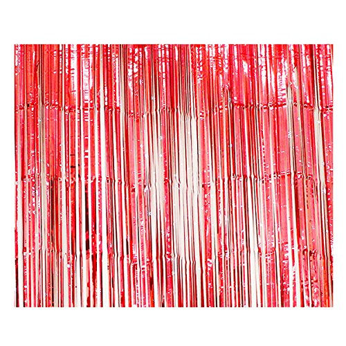 Eighosee Tür-Regenvorhänge aus Metallfolie für Party, Weihnachten, Hochzeit, Fotoautomaten, Requisiten, Hochzeitstreffen, Hintergrunddekorationen: Rot: 100 x 300 cm von Eighosee