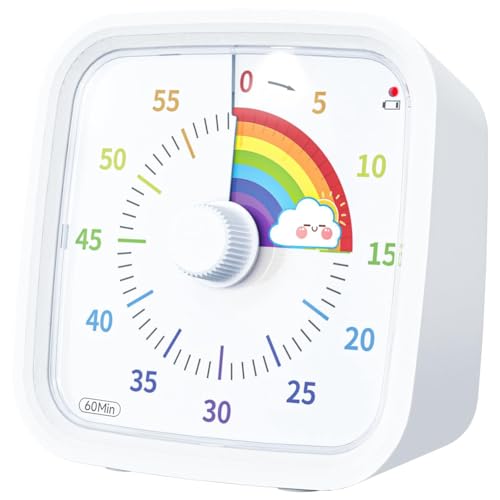 Eighosee Visueller 60-Minuten-Timer mit Schutzhülle, Rainbow-Disk-Timer, Geräuschloses Countdown-Zeitmanagement-Tool, von Eighosee