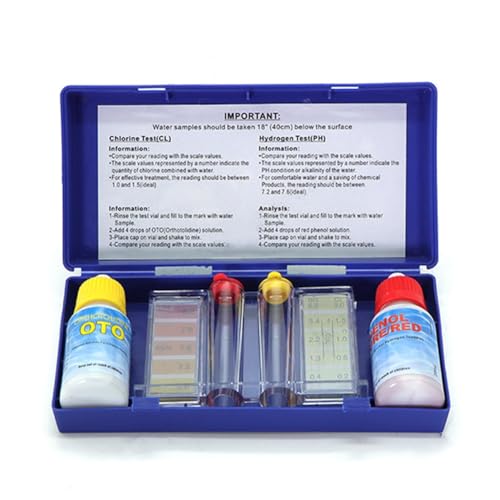 Eighosee Wassertestkits für Pools und Spas, Testkits für Wasserchemie (PH und Freies Chlor), Säure-Base-Wassertestbox von Eighosee